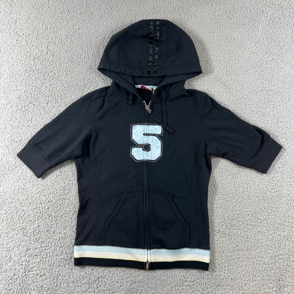 Triple Five Soul Tracksuit‎ Women M Black Y2K Zip Hoodie Cropped Pants Set VTG